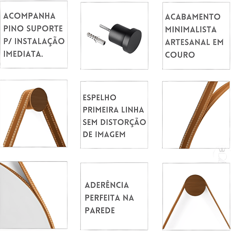 Espelho Redondo Decorativo Com Alça 60x60