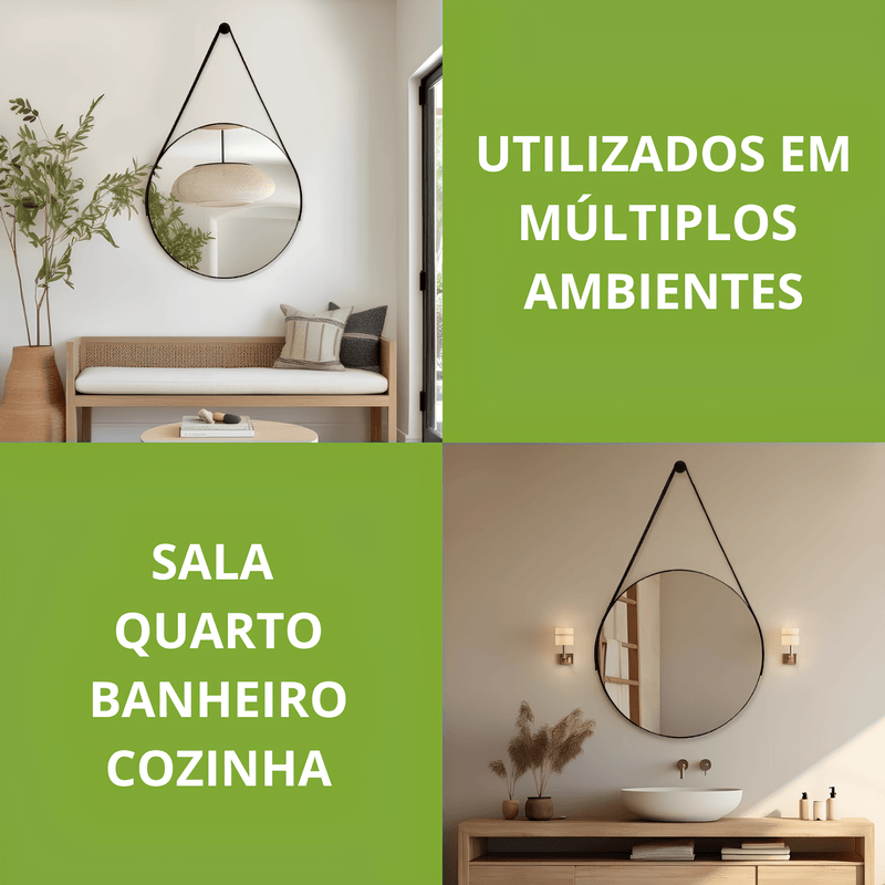 Espelho Redondo Decorativo Com Alça 60x60